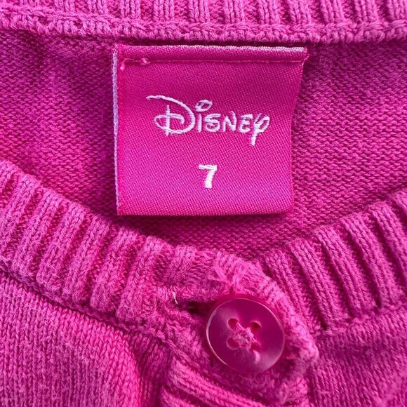 Disney Minnie Mouse Girls Pink Sweater Cardigan Size  7 - Picture 4 of 4